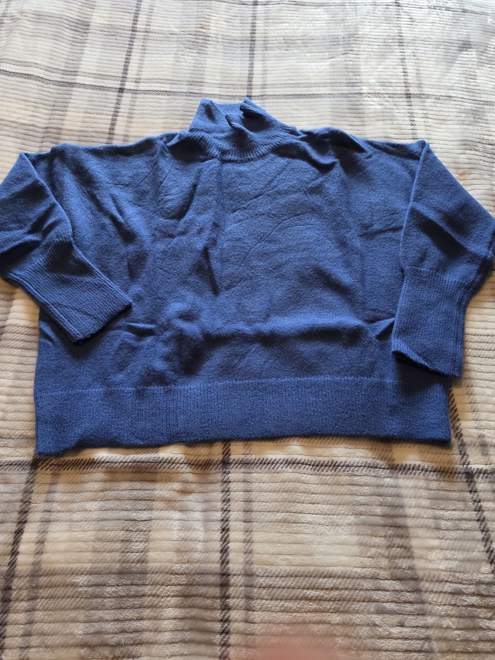 Women's Blue Turtleneck Sweater - Classic Knit